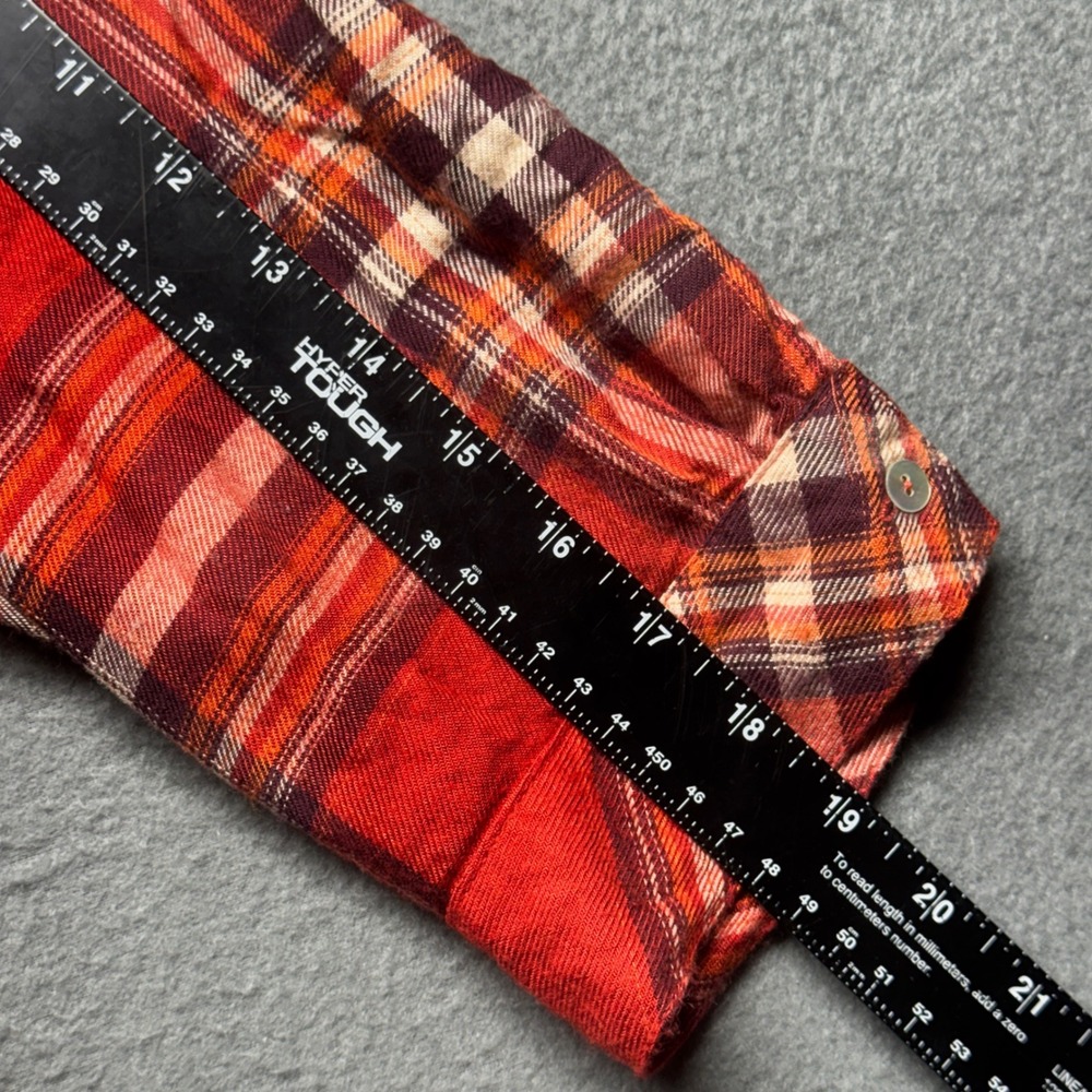 Hester & Orchard Red Plaid Shirt Womens Medium Split Back Roll Tab Sleeve Rayon - Picture 12 of 13